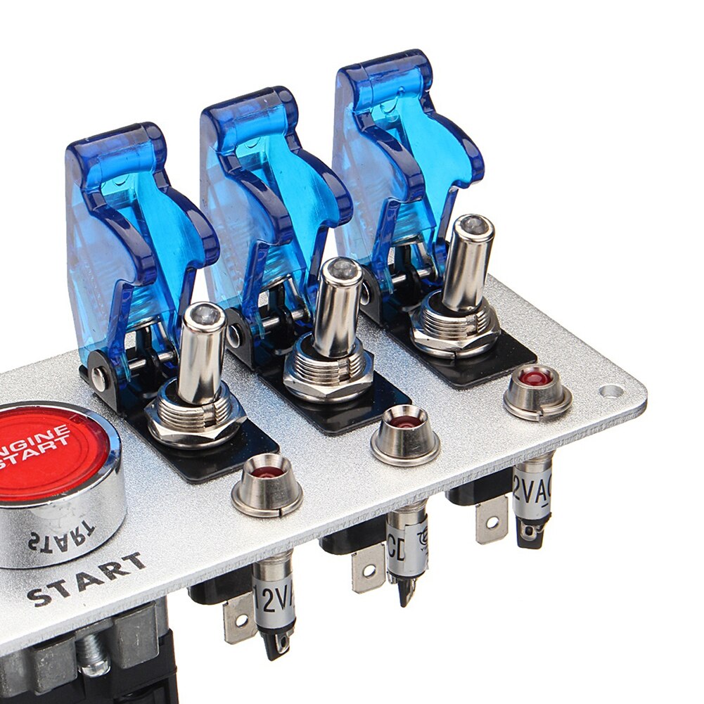 Racing Car Ignition Switch Panel Auto 12V LED Toggle Ignition Switch Panel Engine Start Push Kit Set Car String