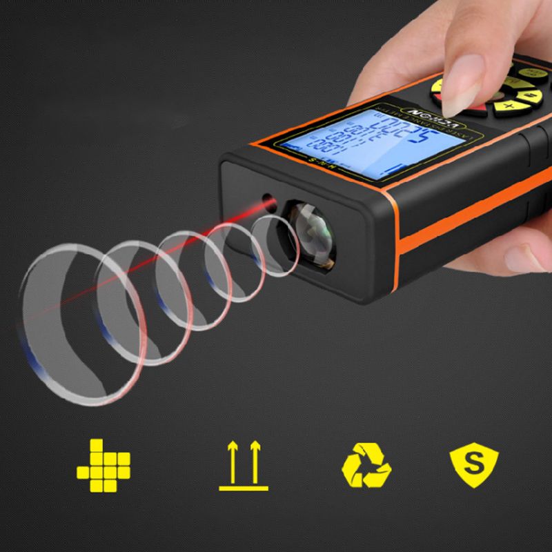 40/60/80/100m Handheld Infrared Ray Distance Meter 360°Level Bubble Area Measure
