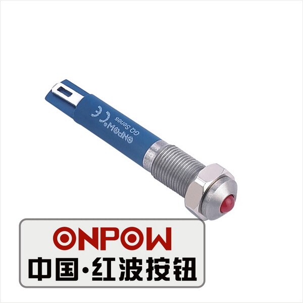 ONPOW 6mm Overkoepelde Mini Dot LED rvs Signaal lamp, Pilot lamp, metalen lampje (GQ6G-D/S) CE, RoHS