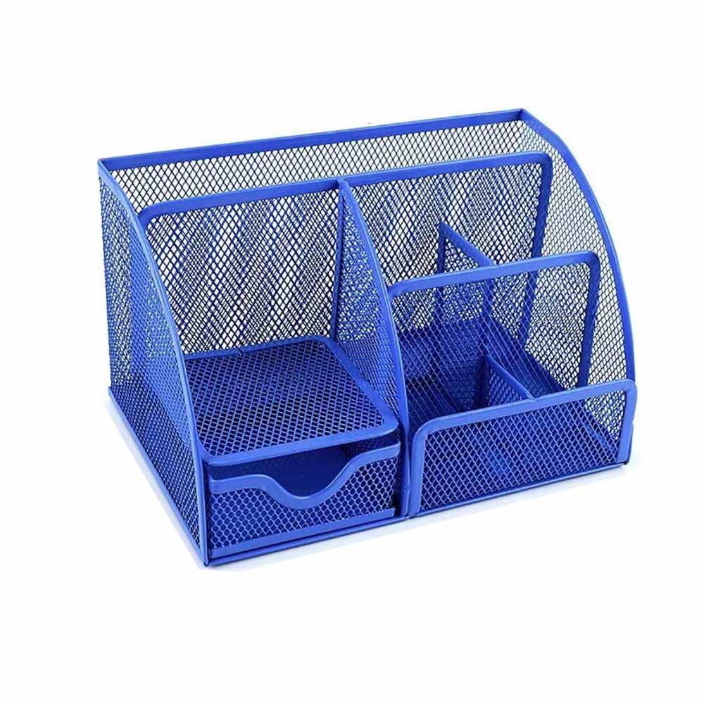 Mesh Desktop Organizer Metal Pen Pencil Holder File Paper Book Letter Magazine Tray 6 Compartments Stationery Holder Organizer