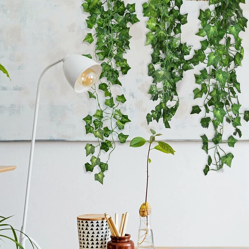 Enredadera de hiedra para interior y exterior, 3 piezas, 2,95 pies, Verde