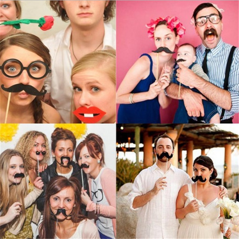 Photo Booth Prop NewHot 31PCS Funny Photo Booth Props Hoed Snor Op EEN Stok Bruiloft Gunsten Verjaardag partij Decoratie