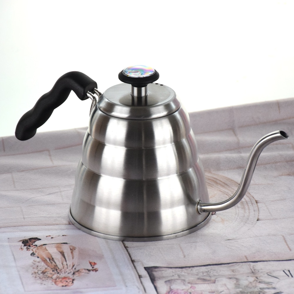 1200ML 304 Stainless Steel V60 Drip Kettle with thermometer Pour Over Pot with Gooseneck Long Spout Coffee Maker