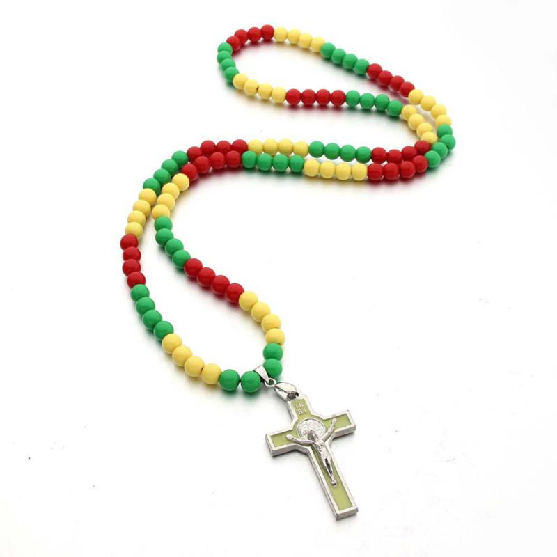 Acryl kralen ketting kruis ketting sieraden accessoires staand kruisbeeld jezus kruisbeeld jezus beeld