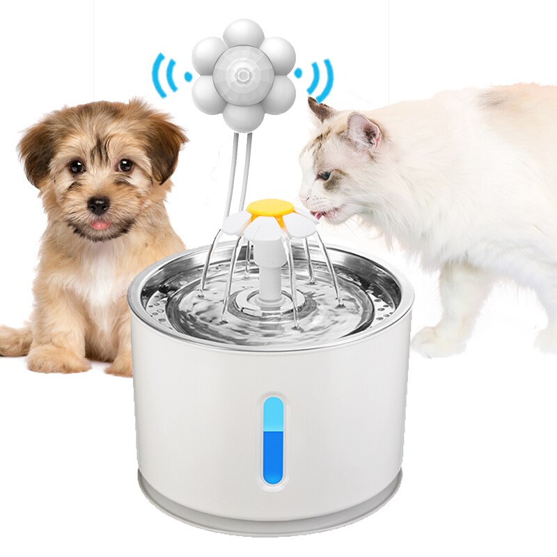 Automatischer trinkbrunnen für katzen und hunde mit infrarot-bewegungssensor, LED-beleuchtung und netzteil