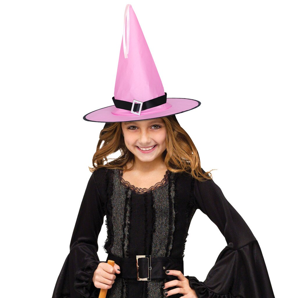 Halloween Funny Hat Prom Party Hat Decoration Strappy Hat Witch Hat Children Kids Hat#D3: Pink