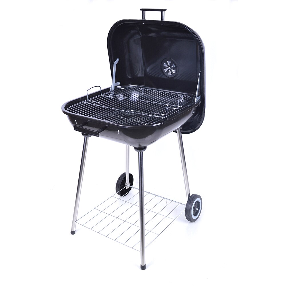 Four Legs With Pulley BBQ Grill Barbecue Charbon De Bois With Lid for Family Party Black 21 Inch Charcoal Grill Smoker