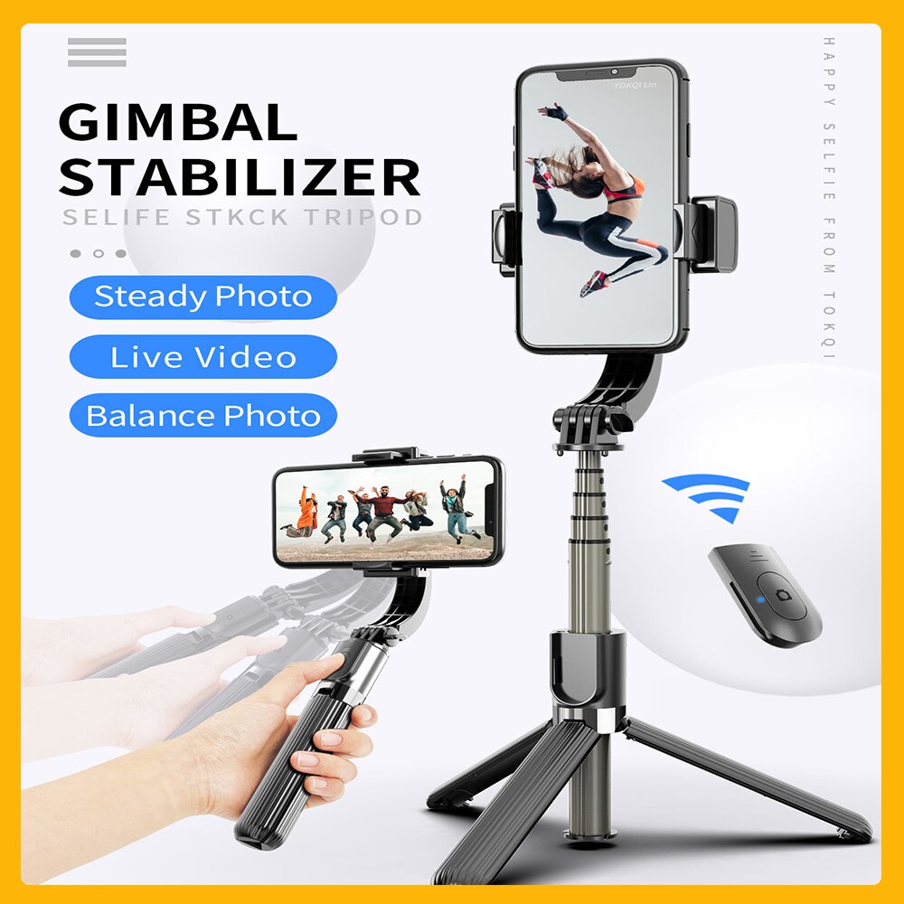 L08 Enkele Axis Handheld Gimbal Stabilizer Mobiele Telefoon Smartphone Gimbal Stabilisatoren Draadloze Bluetooth Statief 3 In1