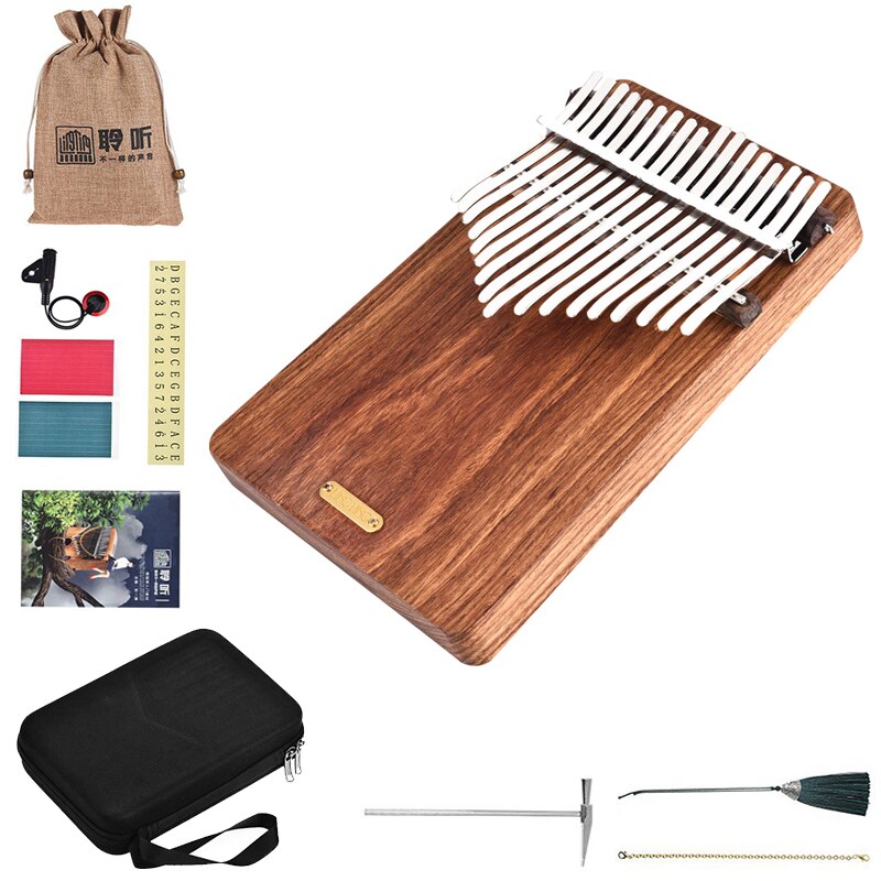 21-key Wooden Thumb Piano Kalimba 17 key Mbira Sanza F Tonality with Storage Bag Carry Case Music Book Stickers Finger Piano: K17G 17-key
