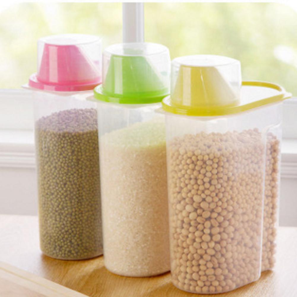 2.5L PP Food Storage Box Clear Plastic Container Set with Lids for Pouring Kitchen Storage Bottles Dry Grain Jars Tank