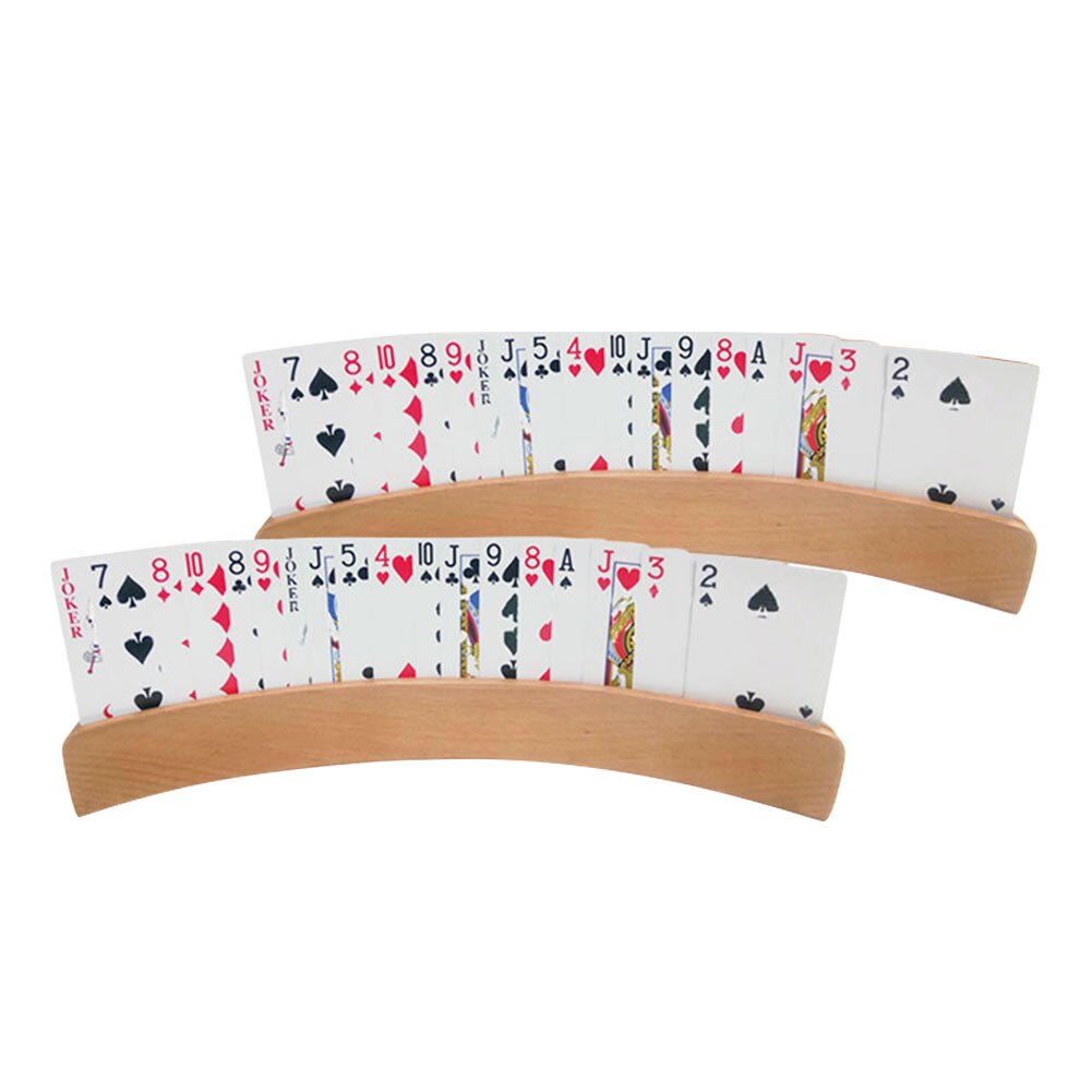 2 Stuks Houten Speelkaart Houder Handsfree Spelen Kaarthouder Board Games Poker Zetel Luie Poker Base Spelen kaart Clips
