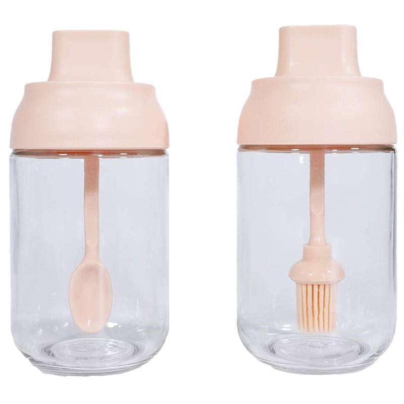 Würze Container Gewürz Kasten einstellen von 2 würzen Gläser Salz Zucker Glas Würze Töpfe transparent Lagerung: Rosa