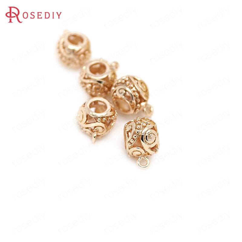 10 stk 11mm 24k champagne guldfarvet belagt messing perler med stort hul charms connector gør-det-selv smykketilbehør