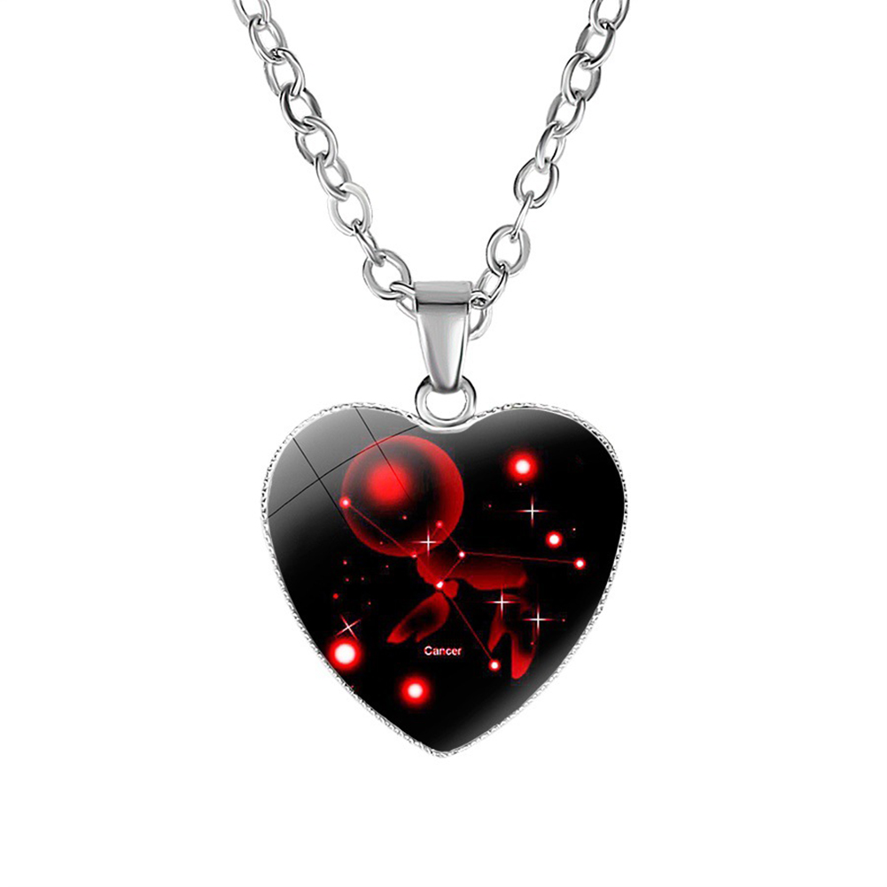 Enfants fille collier avec pendentif en forme de coeur astrologique zodiaque signe zodiaque cristal verre Multi graphiques: 5C