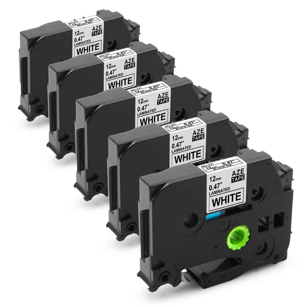 Cruxer 4-Pack Compatible Label Tapes For Brother PT/TZ Series - 12mm Black On Silver, 8m Length, Laminated