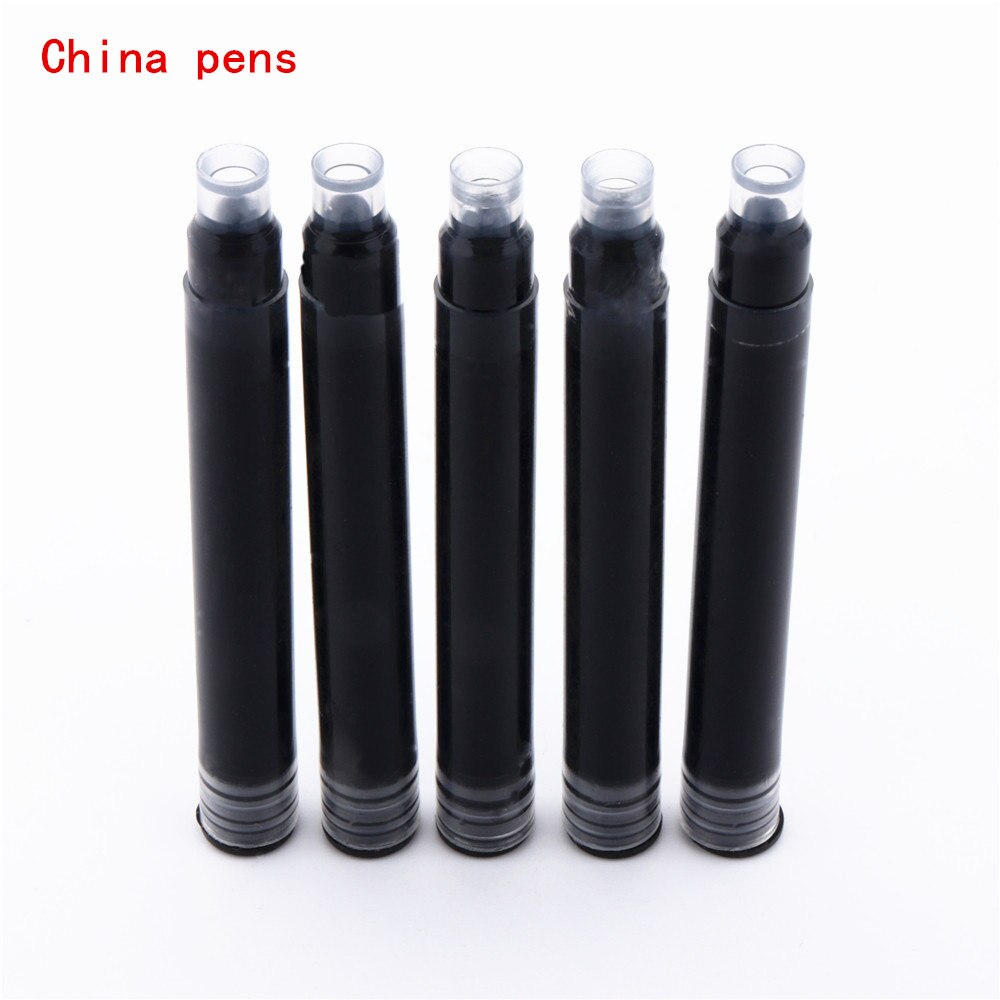 Papeterie de luxe en bois rouge, stylo-plume à pointe moyenne pour étudiants, bureau d'affaires,: 5pcs ink Black