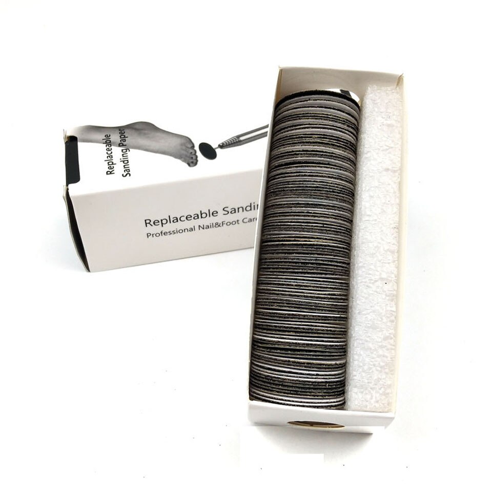 HYTOOS 100pcs Replaceable Sanding Paper No Disk 25mm Pedicure Sandpaper Nail Drill Accessories Salon Foot Calluse Care Tool