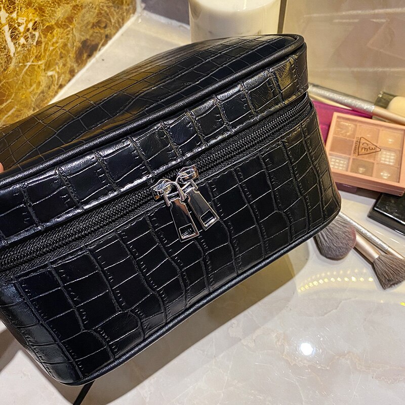 MUDUO-Bolso de viaje de cuero PU para mujer, organizador de maquillaje, neceser, , caja de cosméticos