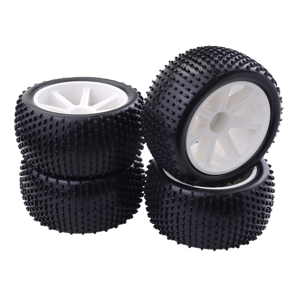 4Pcs RC Car Tires - Rubber Wheels Rims for HSP, Hongnor, LRP, VRX, Redcat FTX Buggy