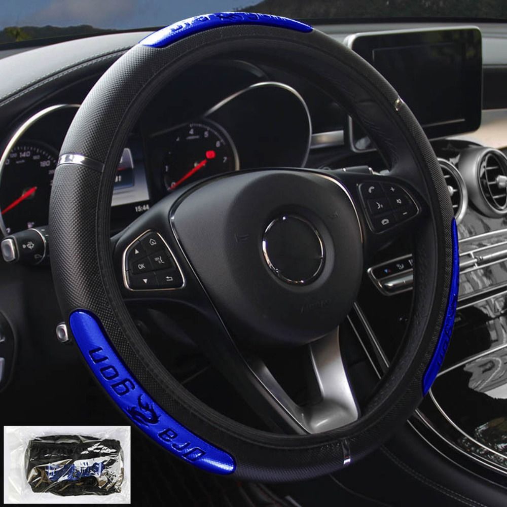 PU Leather Elastic Car Steering Wheel Cover Anti Slip Breathable Steering Wheel Protector Auto Interior Accessories: Silver