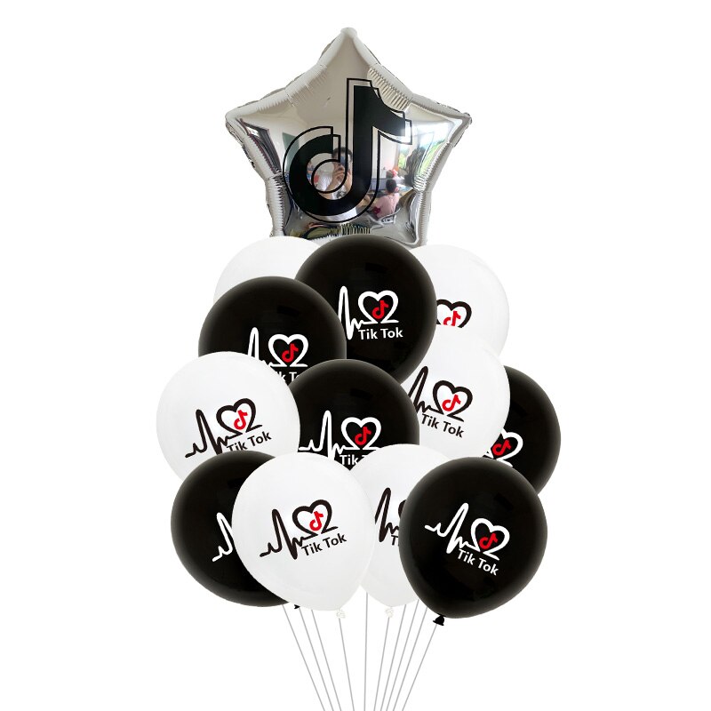 10Pcs 12Inch Notities Latex Ballonnen Kleine Video Symbool Ballen Verjaardagsfeestje Decor Populaire Muziek App Helium ballon: 11pcs Silver