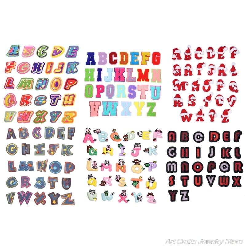 26 PCS Iron on Letters Patches Applique Sew on Patches Christmas Letter A-Z Patch Alphabet Embroidered Patches DIY A07 21