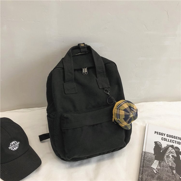 Women School Backpacks for Girls Canvas School Students Bookbag Large Capacity Laptop Travel Backpack: Black