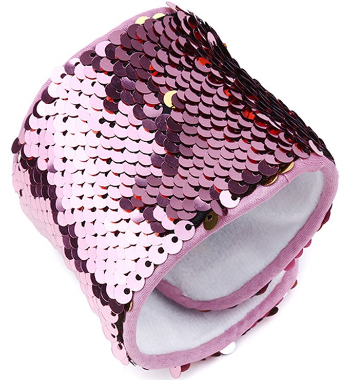 Multicolor Mermaid Sequin Wrap Bracelet Women Daily General Jewelry Decoration Wristband DIY: Pink