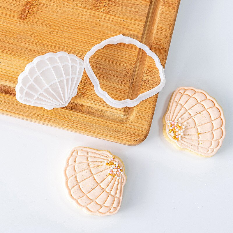 Food Grade Plastic Cookies Cutter Mould Bladeren Shell Biscuit Mold Pastry Sugarcraft Embosser Mold Fondant Cake Bakvorm
