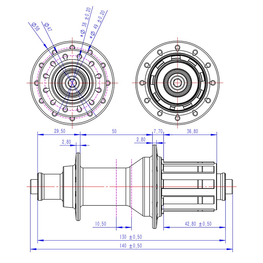 LIGHTWEIGHT ROAD BIKE REAR HUBS 24H R13 HUB FOR V BRKE BICYCLE HUB