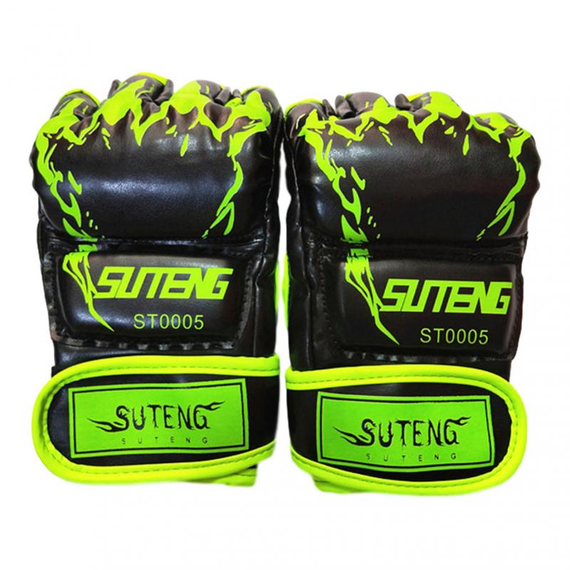 Guantes de boxeo de puntuación con cinco dedos, Garra de Tigre MMA integrado de lucha sin arena guantes adultos niños equipo: Green 1Pair