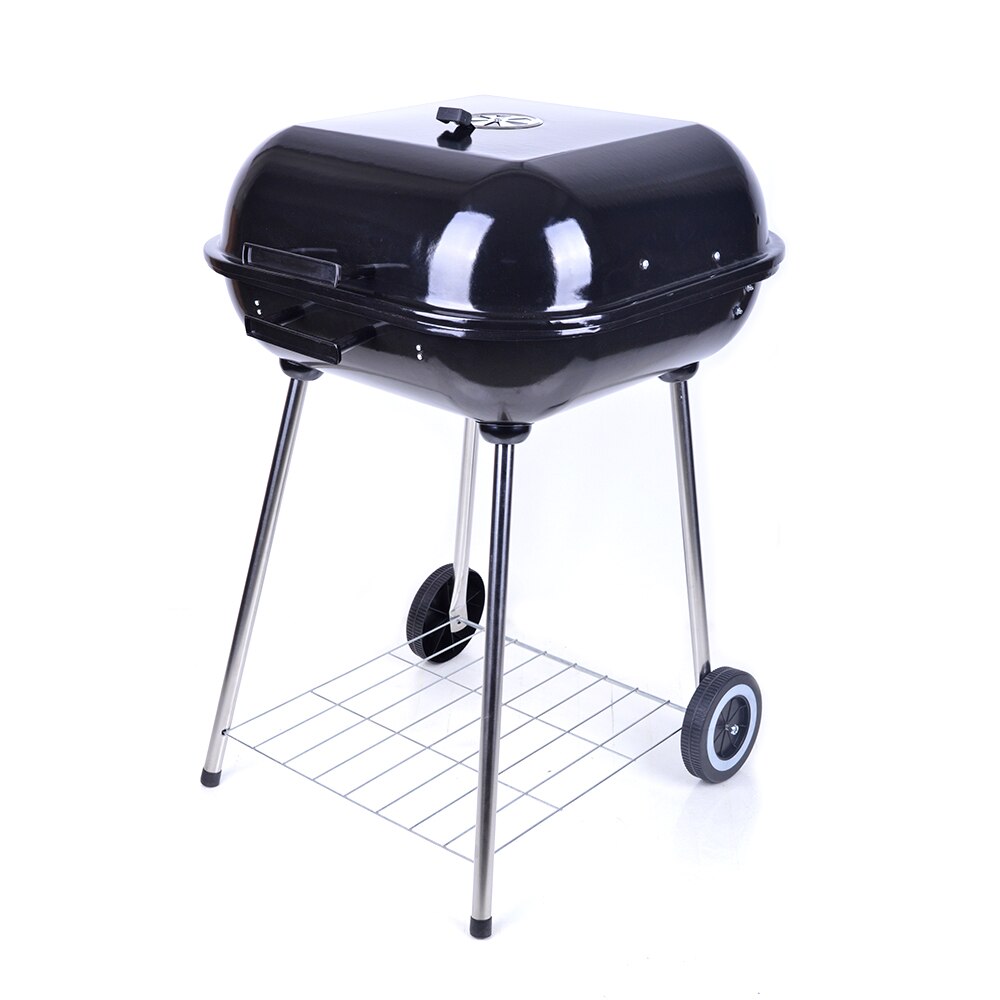 Four Legs With Pulley BBQ Grill Barbecue Charbon De Bois With Lid for Family Party Black 21 Inch Charcoal Grill Smoker