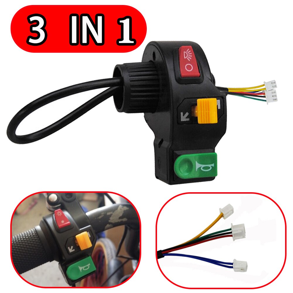 Feu universel 3 en 1 pour moto et Scooter électrique, clignotant et klaxon, bouton marche/arrêt, guidon de 22mm, 7/8 pouces de diamètre