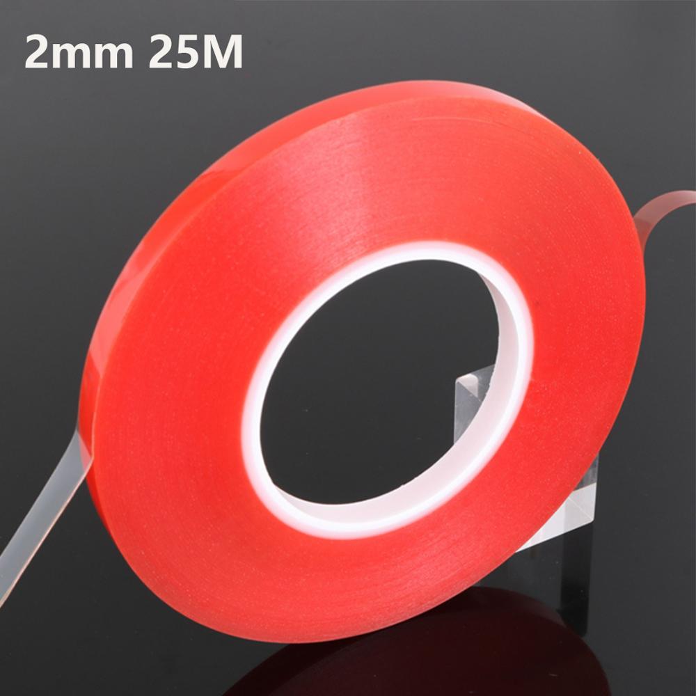 2mm 5mm Acrylic Double Sided Sticky Tape for iPad For iPhone for Smartphone Touch Screen LCD Glass Strong Sticky Glue Black Tape: 2mm 25M Red Film