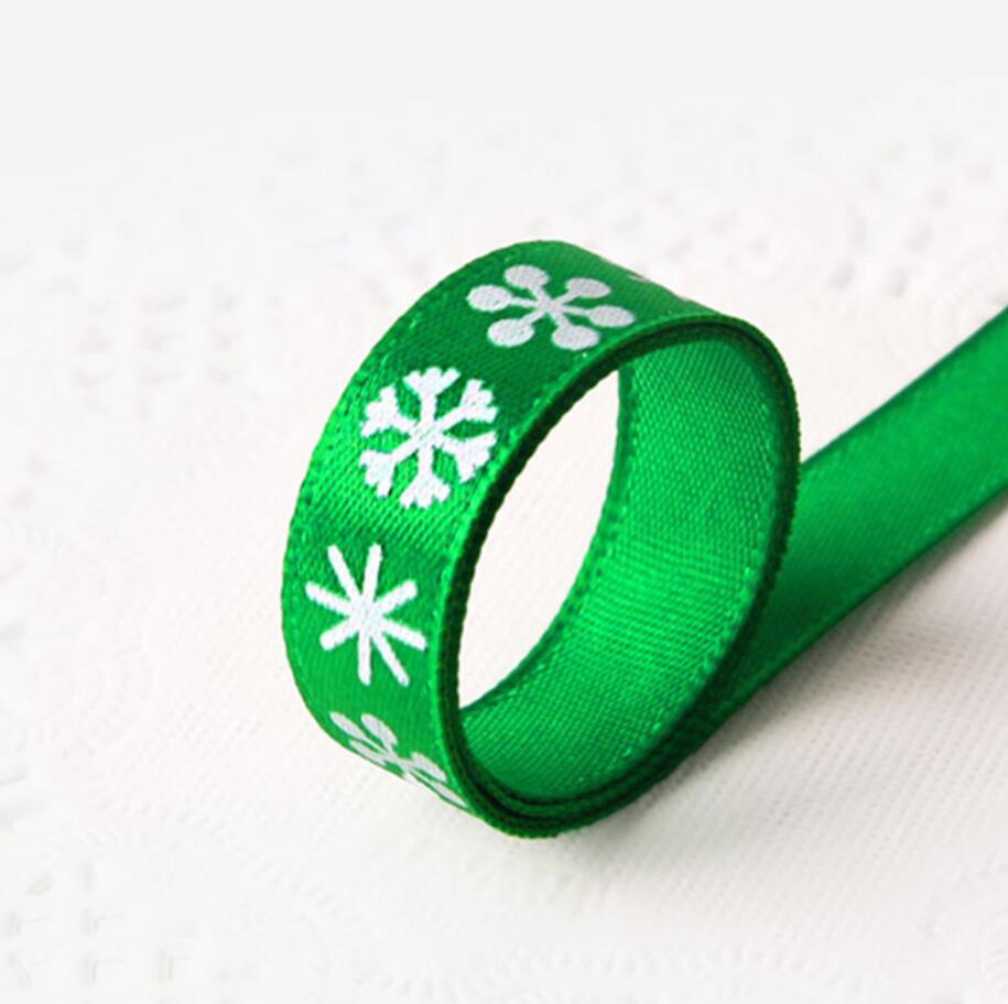 40mm * 6 yards Sneeuwvlok Sneeuw Rood Wit Linten voor Koekjes Cake Verpakking Bruiloft decoratie en Kerst Wikkelen: 10MM Green 6yards