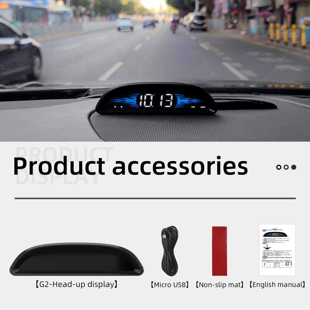 Universal Car Hud Hd Head-up Display G2 Digital Gps Speedometer Direction Navigation Device