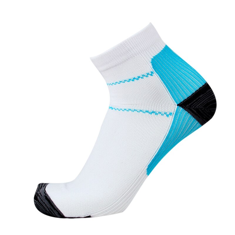 Gorący sprzedawanie 1 para kobiety mężczyźni skarpety uciskowe Foot Arch ulgę w bólu skarpety sportowe: White blue / L/xl