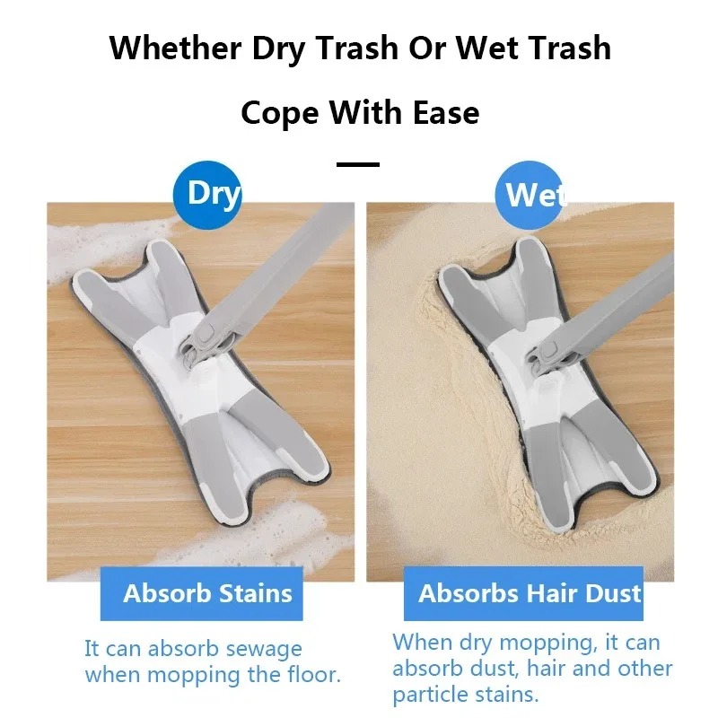 X Type Flat Floor Mop Microfiber Dweil Met Zelfwringende Stofzwabber Houten Vloerreiniger Dweil Droge Natte Dweil Met Verwijderbare Wasbare Pad