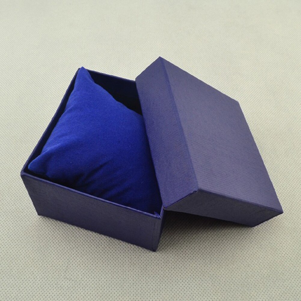 Square Cardboard Storage Case Watch Bangle Jewelry Box with Pillow Pad watch box: Blue