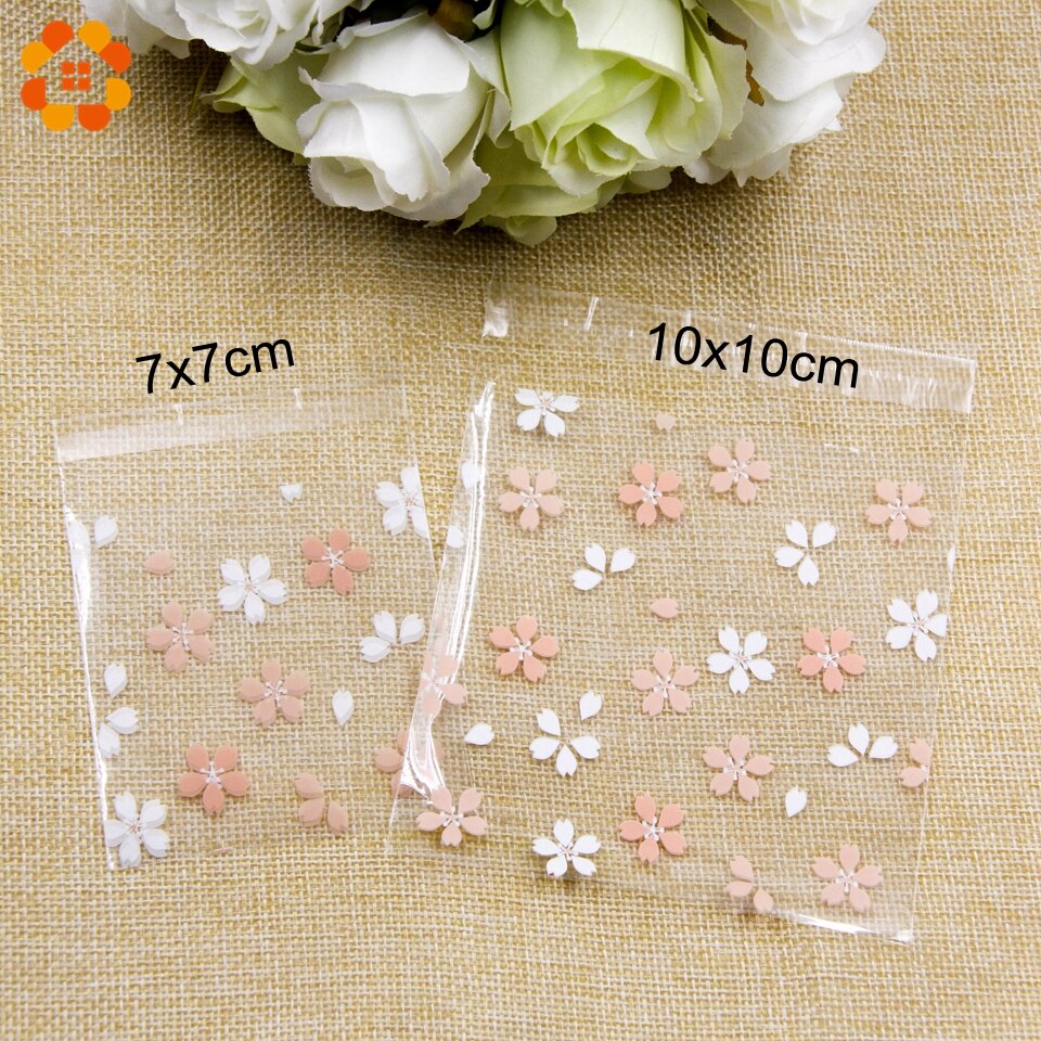 100 Pcs Kersenbloesems Candy & Cookie Plastic Zakken Zelfklevende Voor Diy Koekjes Snack Bakken Pakket Decor Kids Levert