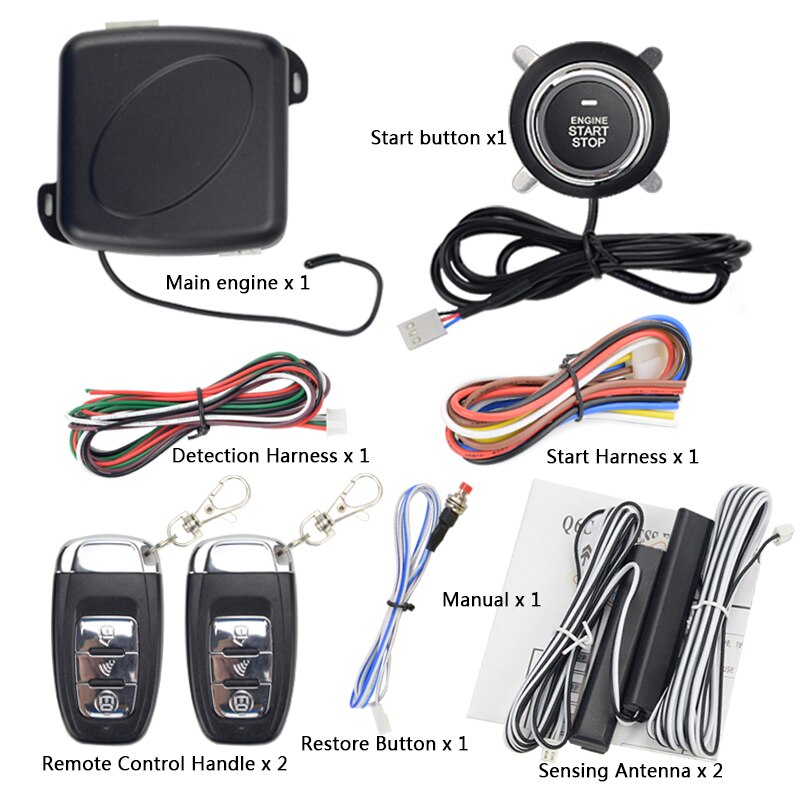 12V Auto car keyless entry start system one start stop engine push button vehicle alarm PKE remote start dropshiping