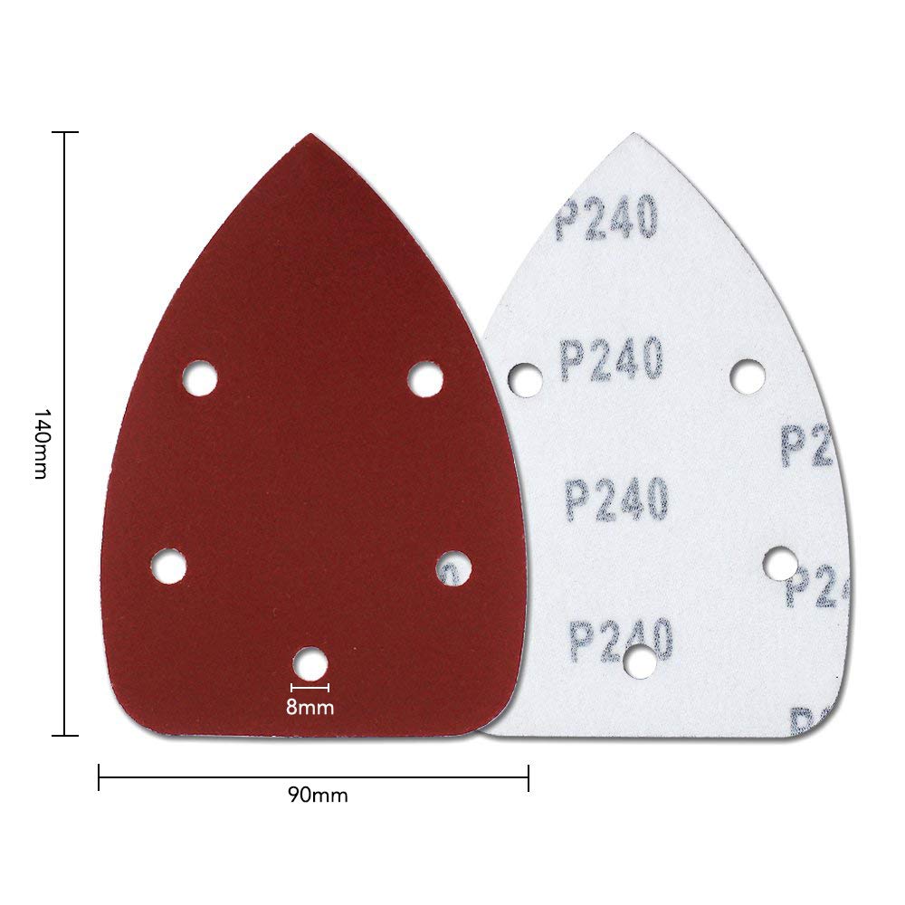 Trekant mus detalj slipemaskin sandpapir slipepapir assortert 40 80 120 180 240 korn  (50 stk. mus sandpapir)