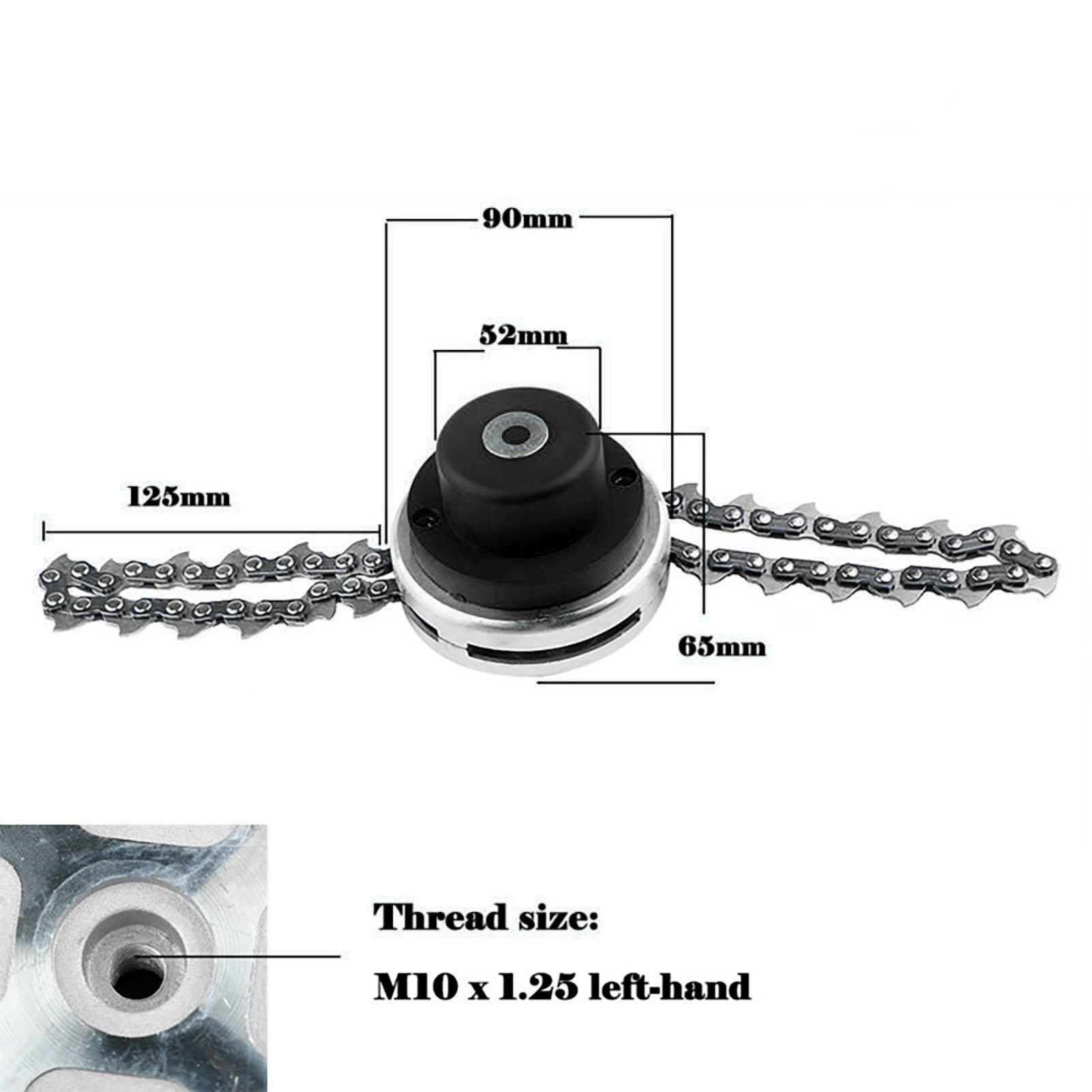 Rasenmäihr-Ketten-Unkrautkopf, kabelloser Trimmerkopf mit Kette, Freischneider-Zubehör, Fadentyp, Schwarz