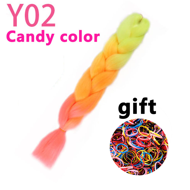 Synthetic hair Braids Ombre Braiding Hair Extension Box Braids Hair Pink Purple Yellow Golden Colors Crochet braids Kanekalon: 39M
