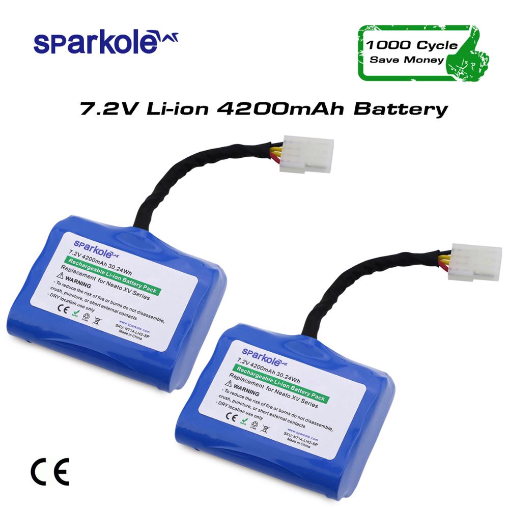 Sparkole – lot de 2 batteries Lithium-ion de 4200mAh pour aspirateur robot Neato XV Signature Pro, XV-11, XV-12, XV-14, XV-15, XV-25, XV-21