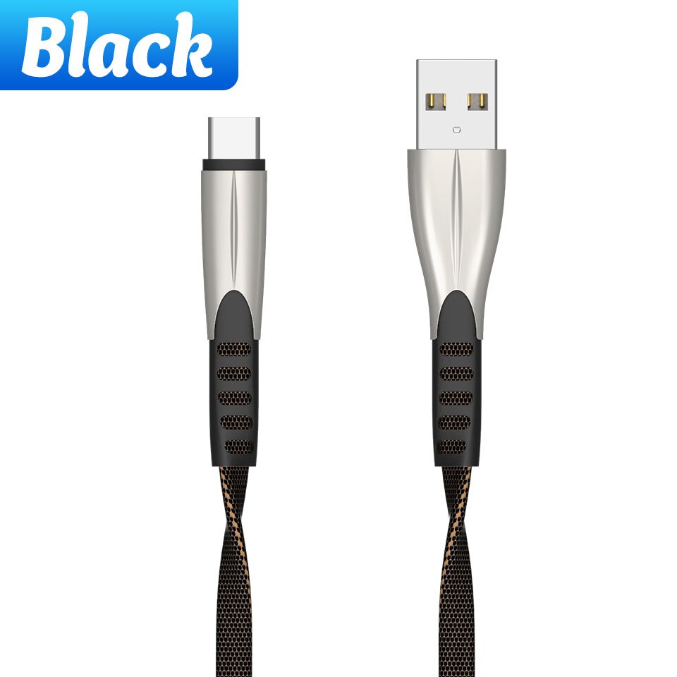 2.4A USB C Kabel Nylon Handy Daten Sync Kabel für LG HTC Schnelle Lade Typ-C Draht für samsung Galaxy S10 S9 Plus Hinweis 8 7: Black / 2m
