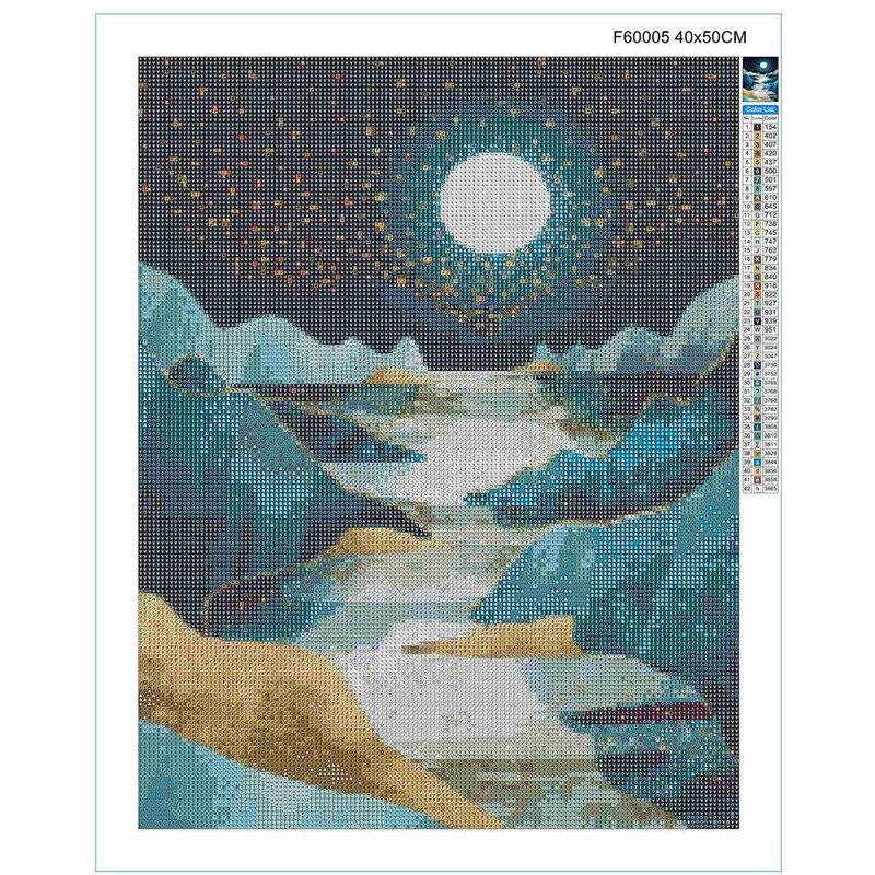 Moon Night Starry Sky Diamond Painting Kit, Diamond Art Kits for Adults &amp; Kids (15.75 x 19.69 In)