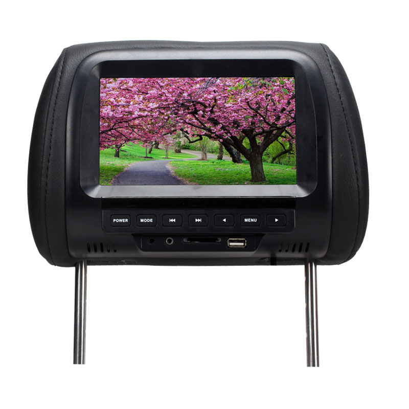 7 Inch TFT LED Screen Car Video Products General Car Headrest Monitor Black color AV USB SD MP5 FM Speaker SH7038-MP5