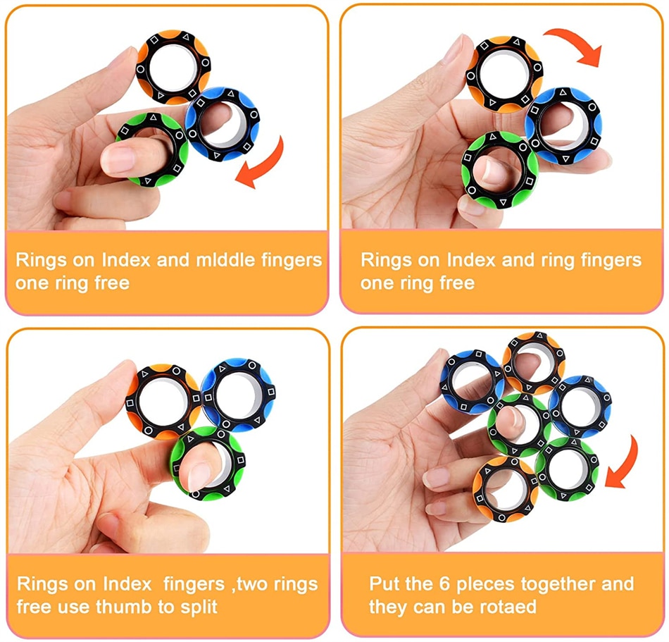 3PCS Magnetische Ringe Zappeln Spielzeug Magnet Ringe Set Figit Spielzeug Fingears Spielzeug Figetget Spielzeug Pack Kühlen Fidgets Packs für Jugendliche