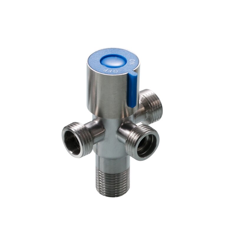 G1/2' Four-way Triangle Valve One Into Three Out Water Angle Valve 304 Stainless Steel Toilet Stop Valve Multi-function Tap
